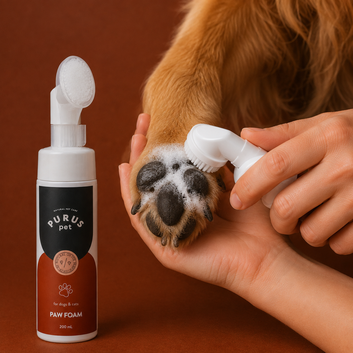 Mousse nettoyante pour pattes de chien 200 ml