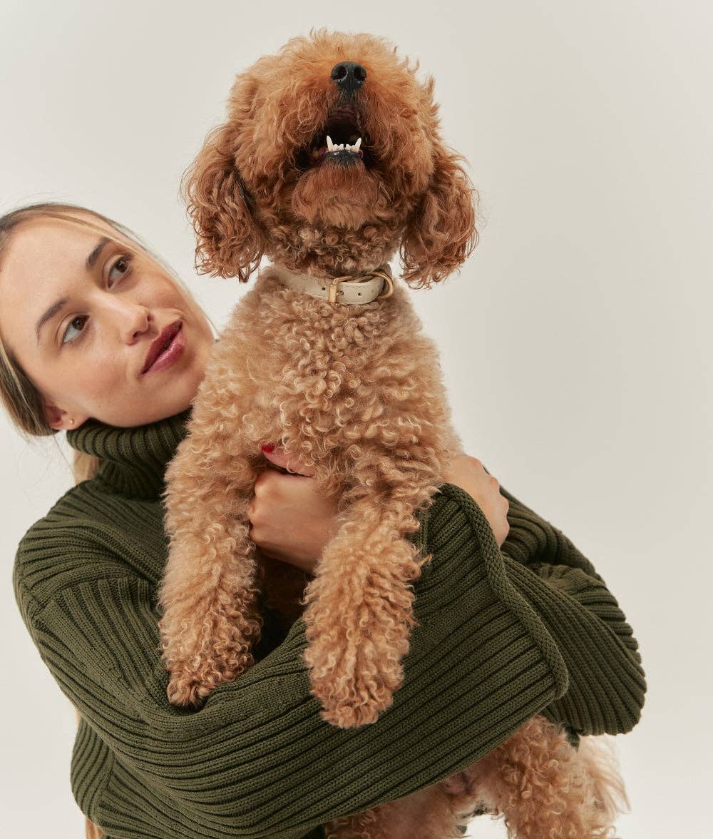 Collier en cuir végan beige