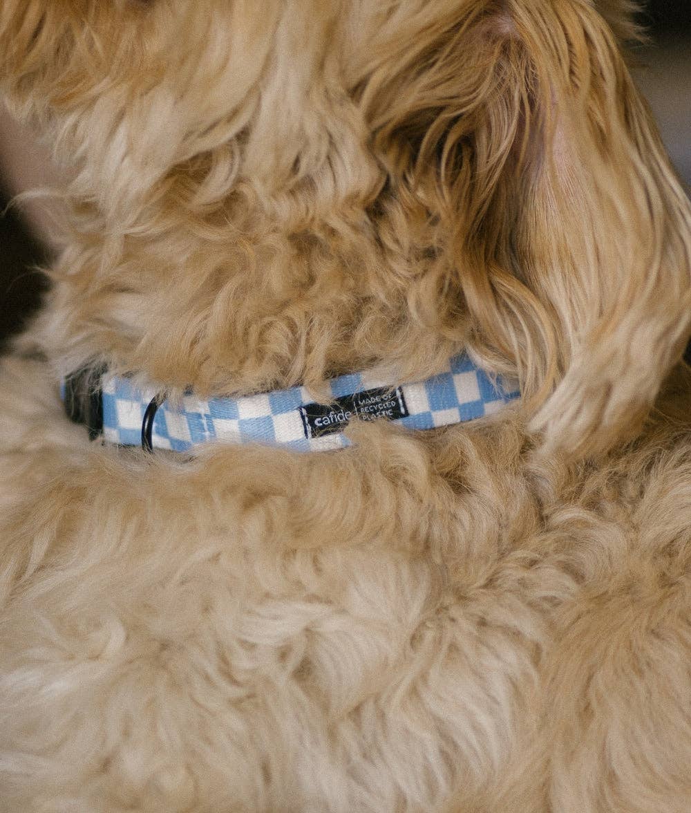 Collier recyclé vichy bleu